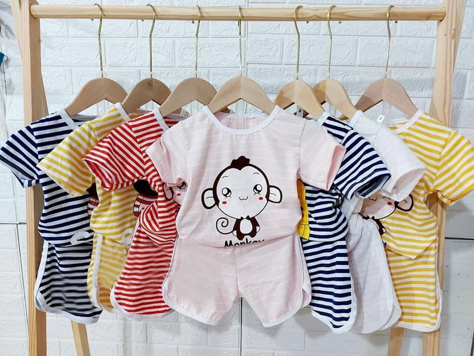 [HCM]Đồ bộ bé traigái .bộ đồ sọc nhiêu màu cho bé ( màu ngẫu nhiên theo trai va gái )nhiêu hinh in sắc nét cho bé từ 6kg đên 20kg.DBBT38.