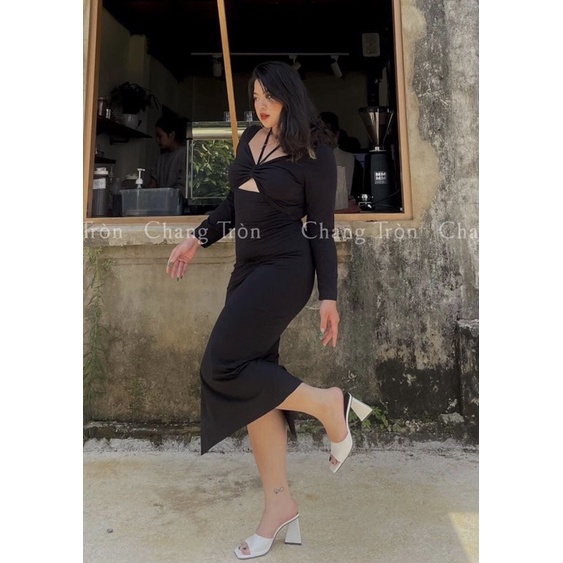 Đầm Body Cột Cổ Dài Bigsize - Chang tròn