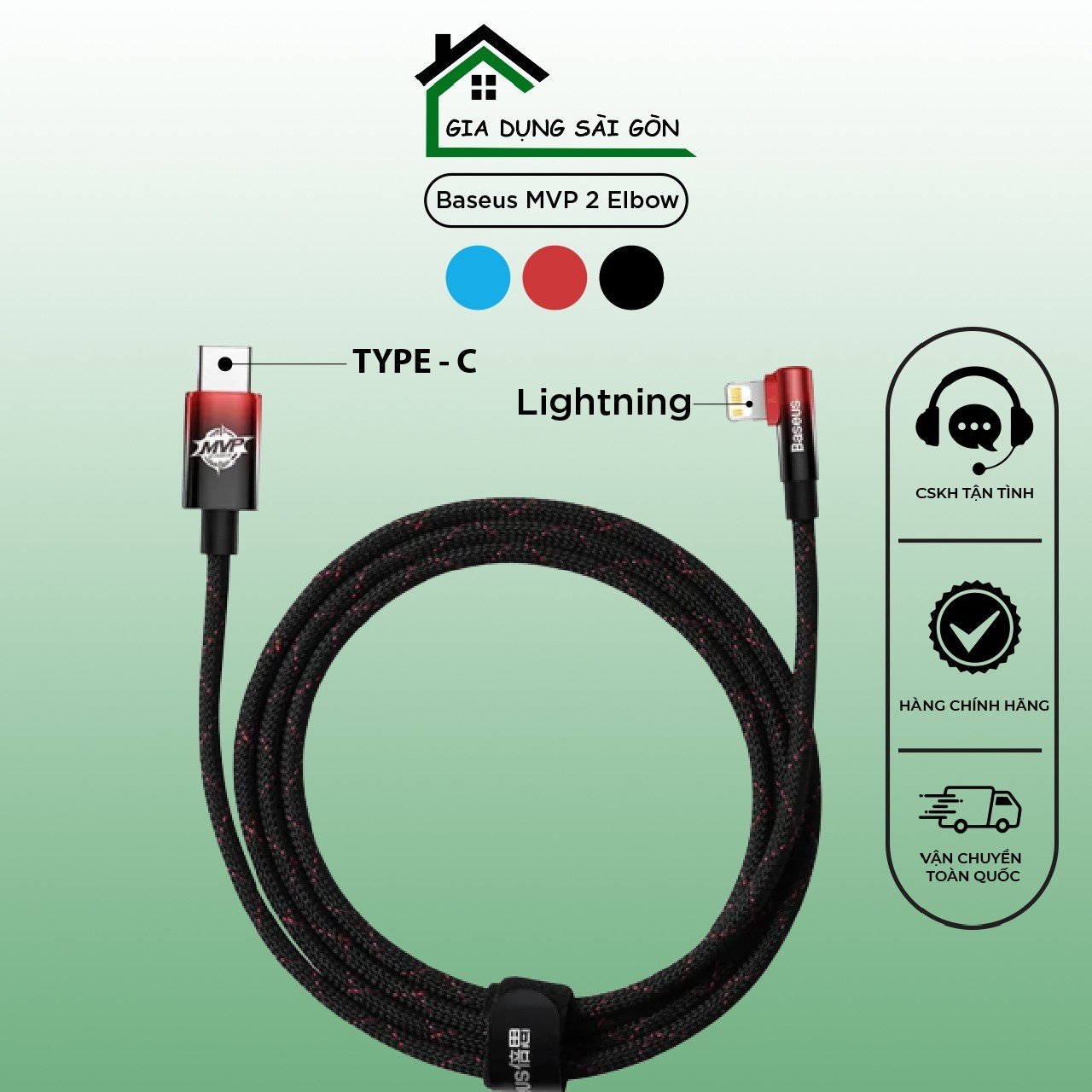 Cáp Sạc Nhanh IPhone 90 Độ Baseus MVP 2 Elbow-shaped Fast Charging Data Cable Type-C to iP 20W