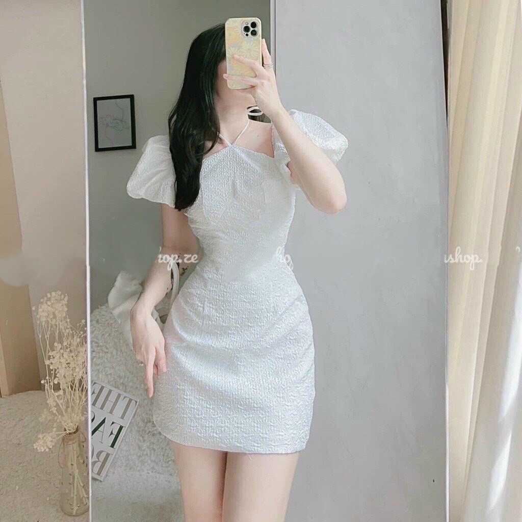 Đầm Cổ Yếm Tay Phồng (chỉ Xốp Loại 1)