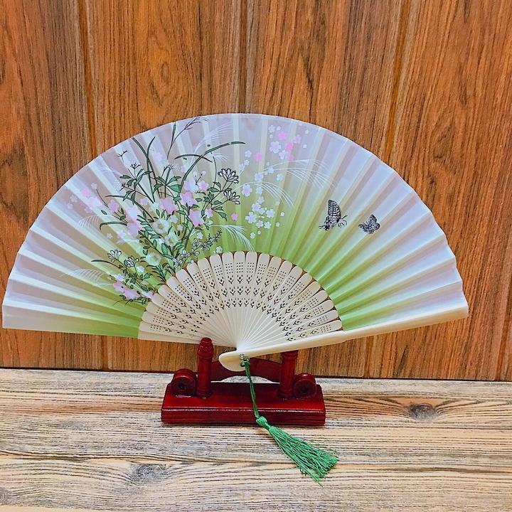 Quạt cổ trang dây tuyến xanh lá liễu phong cách cổ đại quà tặng trang trí