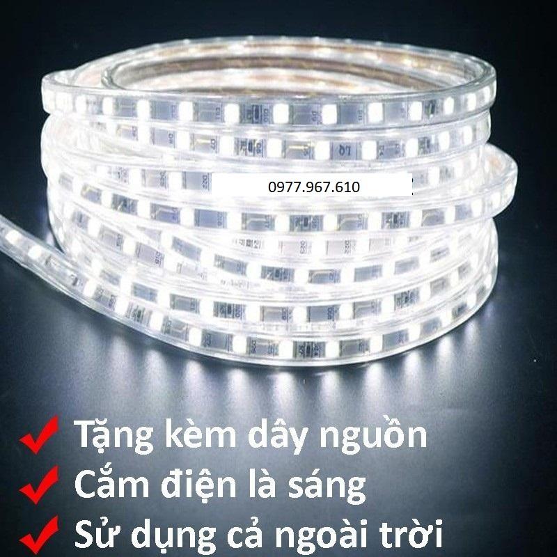 Đèn LED dây 5050 10m ống nhựa 220v tặng kèm 1 dây nguồn tốt, dây chống nước, để ngoài trời không hư (N007)