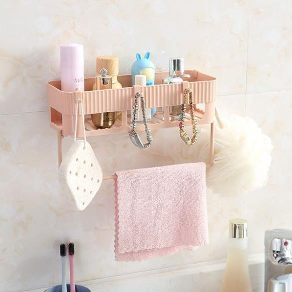 Kệ Đựng Đồ Nhà Tắm Dán Tường Bằng Nhựa Hình Chữ Nhật, Chắc Chắn Tiện Dụng