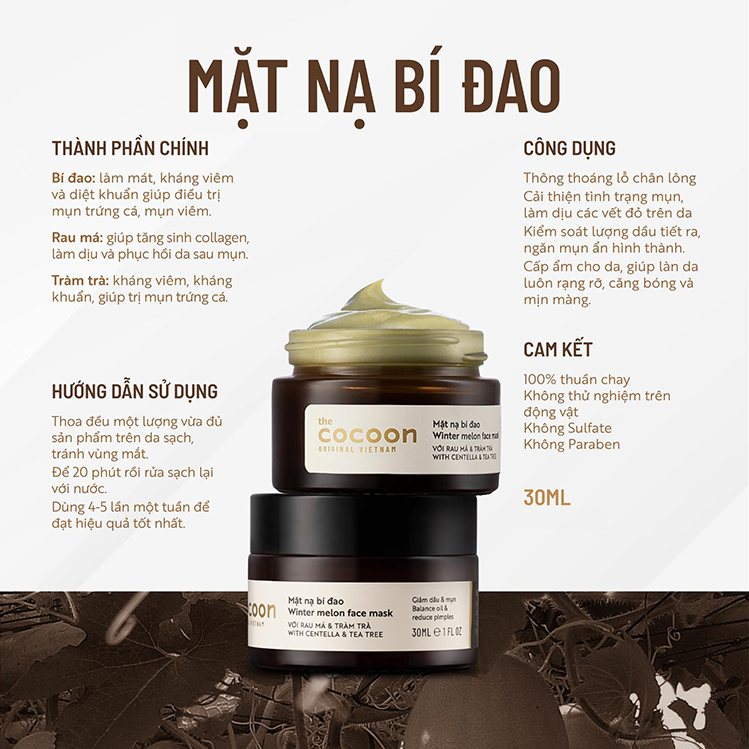 Mặt nạ bí đao Cocoon Winter Melon Face Mask 30ml-100ml