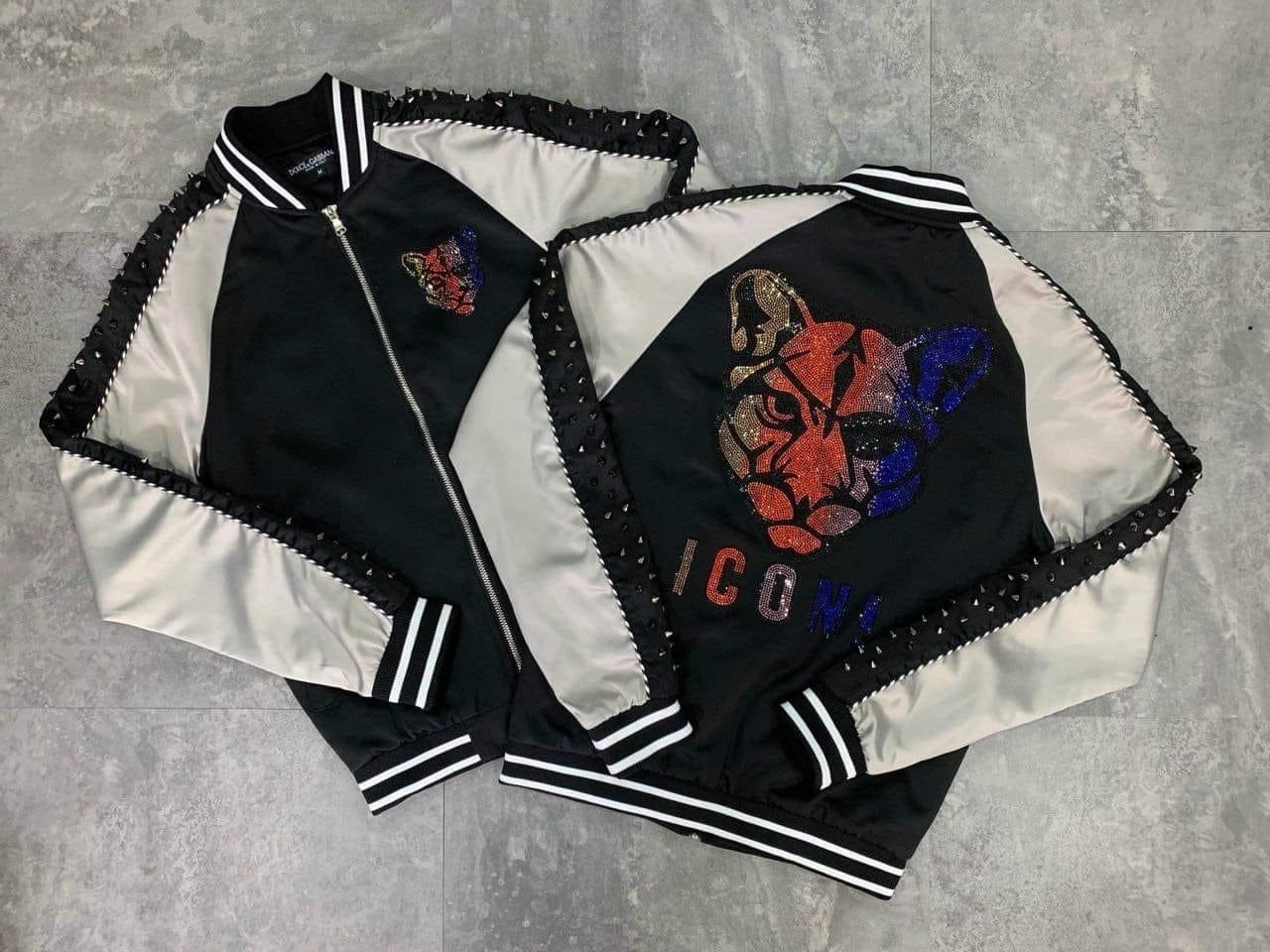 Áo khoác đính đá ICON báo, áo bomber icon