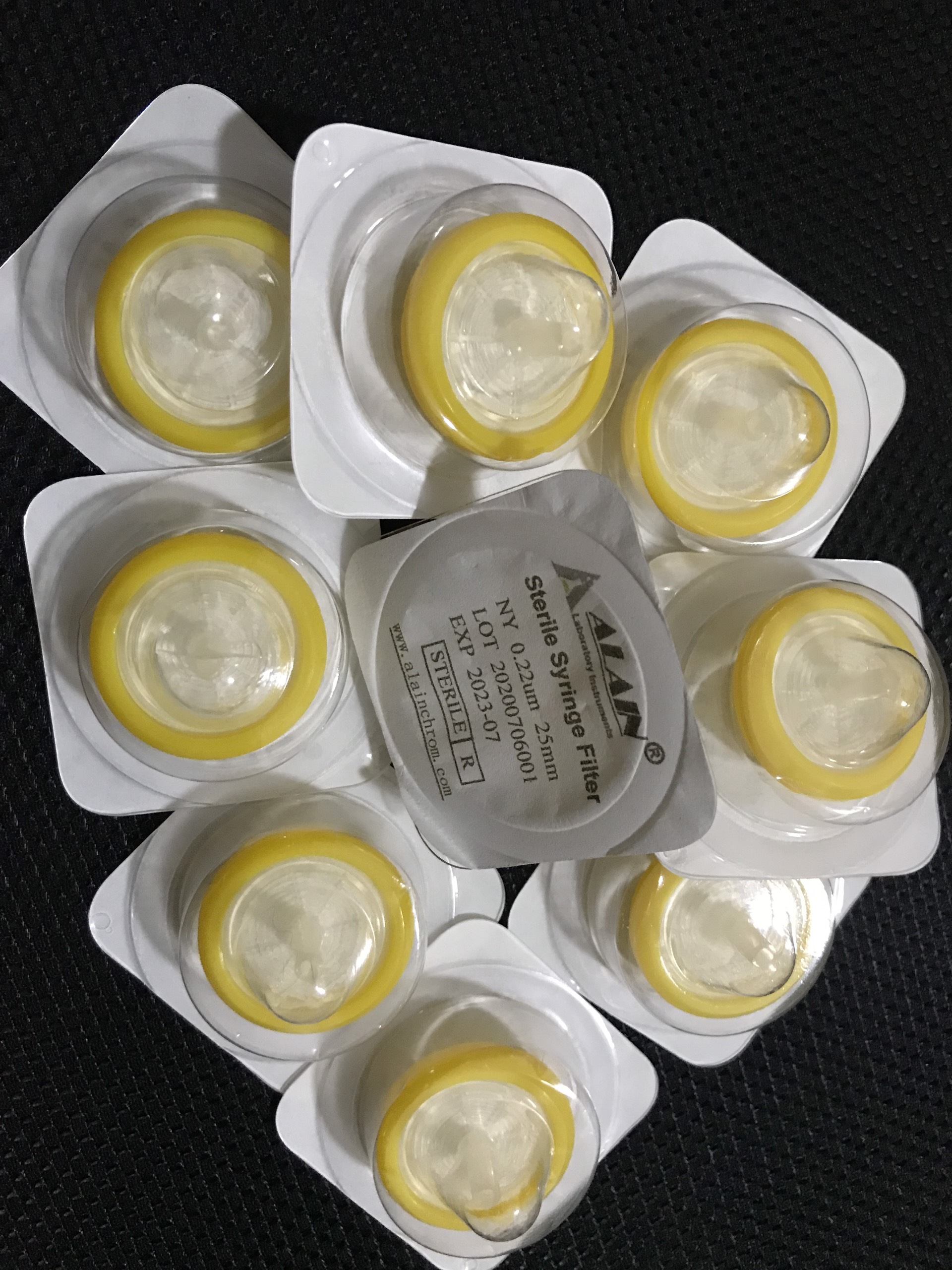 [HCM]Phin lọc Nylon Syringe filters tiệt trùng rời từng cái lỗ 0.45um đk 25mm (Gói 50c)