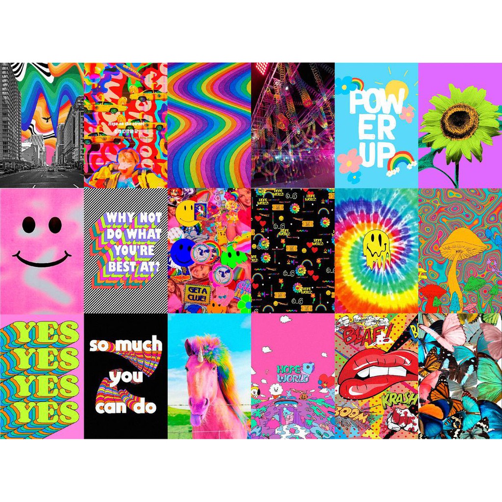 [HCM][FREESHIP EXTRA] Wall Collage dán tường trang trí decor phòng ngủ - theme Psychedelic indie