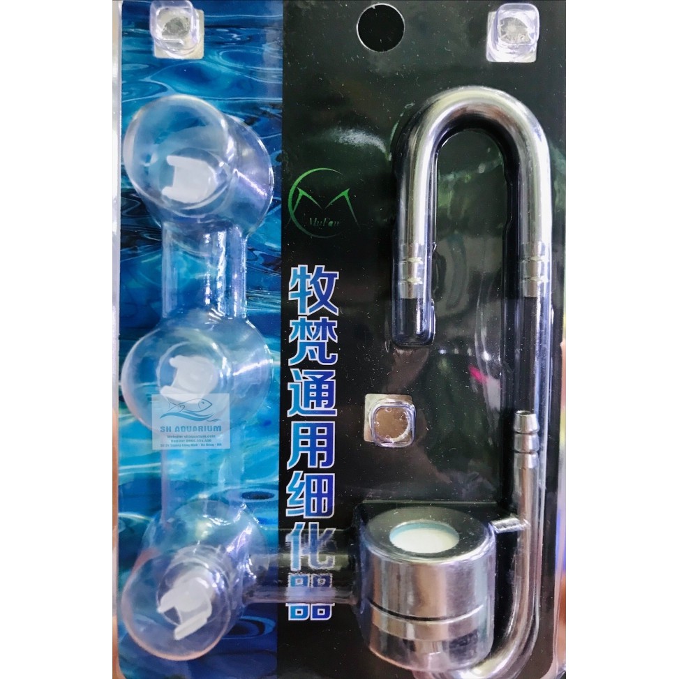 Cốc Sủi Co2 Mufan Inox Ngắn Có Móc Treo Cho Bể Cá Thủy Sinh