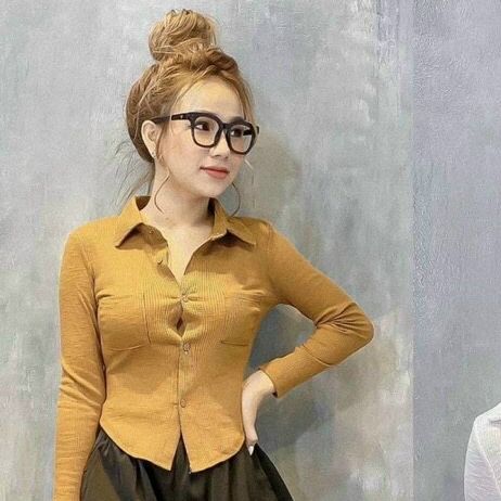 Áo thun gân kiểu dáng sơ mi body C71