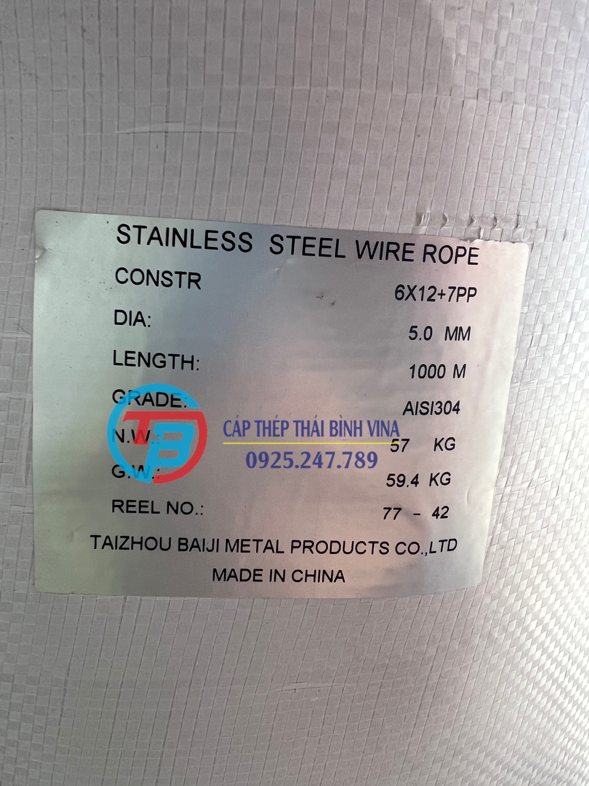 Cáp inox 304 5mm ( đủ ly ) - cáp thép thái bình