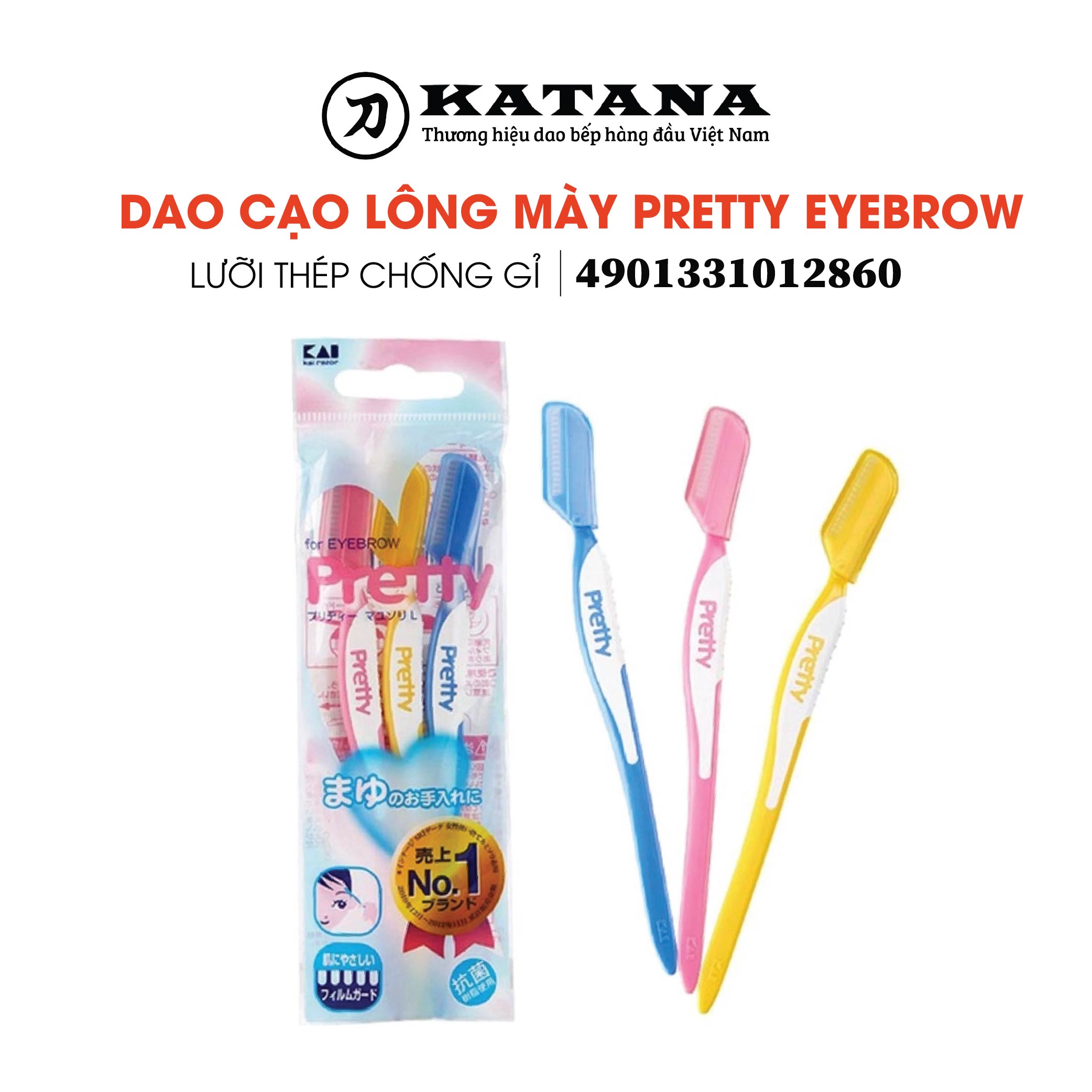 Dao cạo lông mày Nhật Bản Pretty Eyebrow - Bộ 3 chiếc