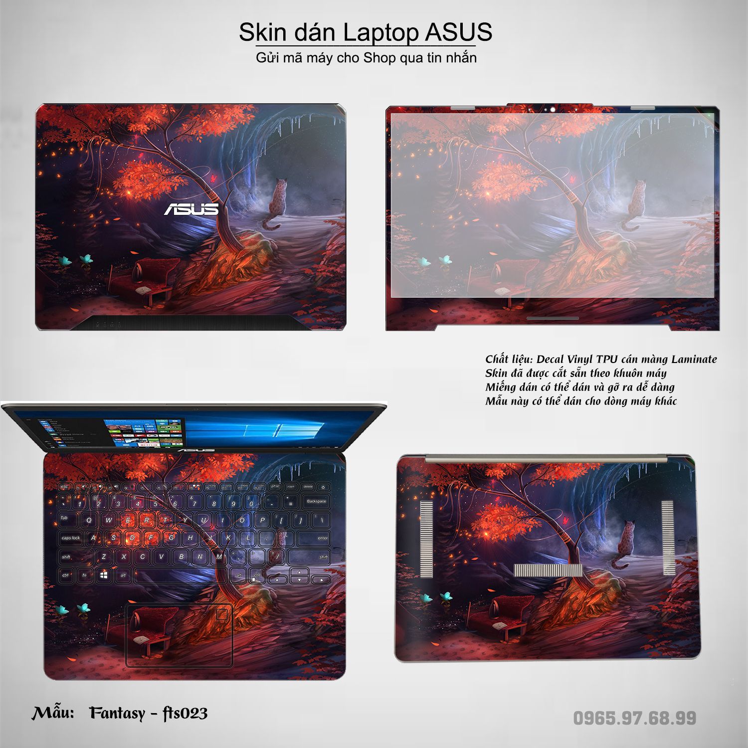 Decal Skin dán Laptop Asus mẫu Fantasy (inbox mã máy cho shop)