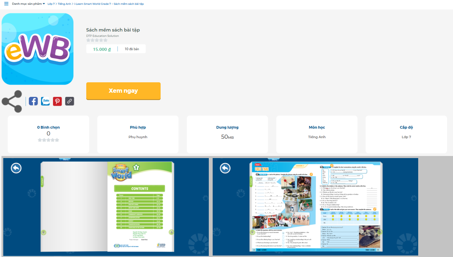 [E-BOOK] i-Learn Smart World 7 Sách mềm sách bài tập