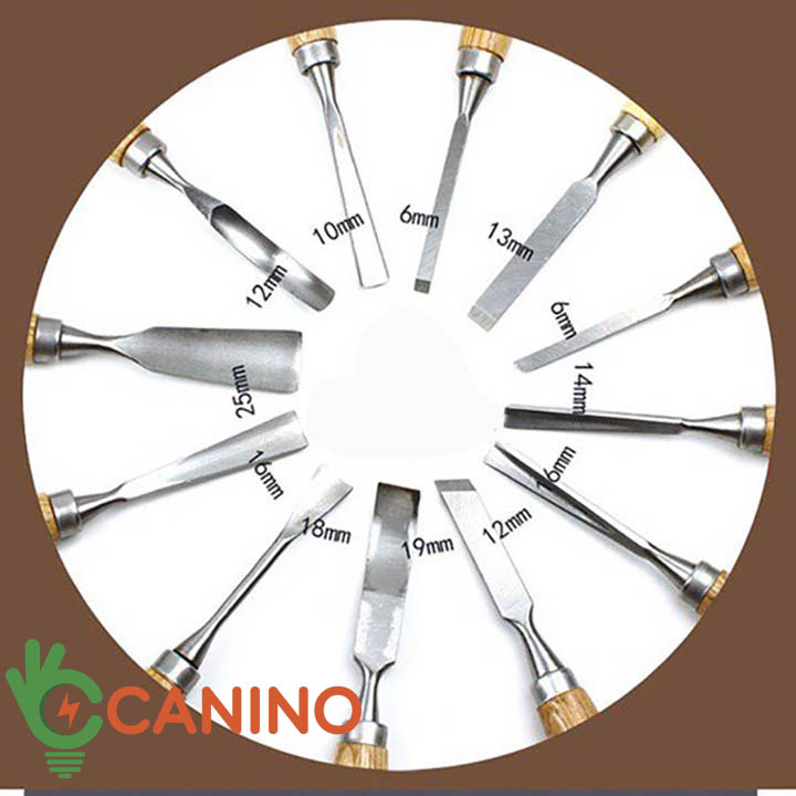 Bộ 12 cây đục, tiện gỗ cao cấp bản lớn