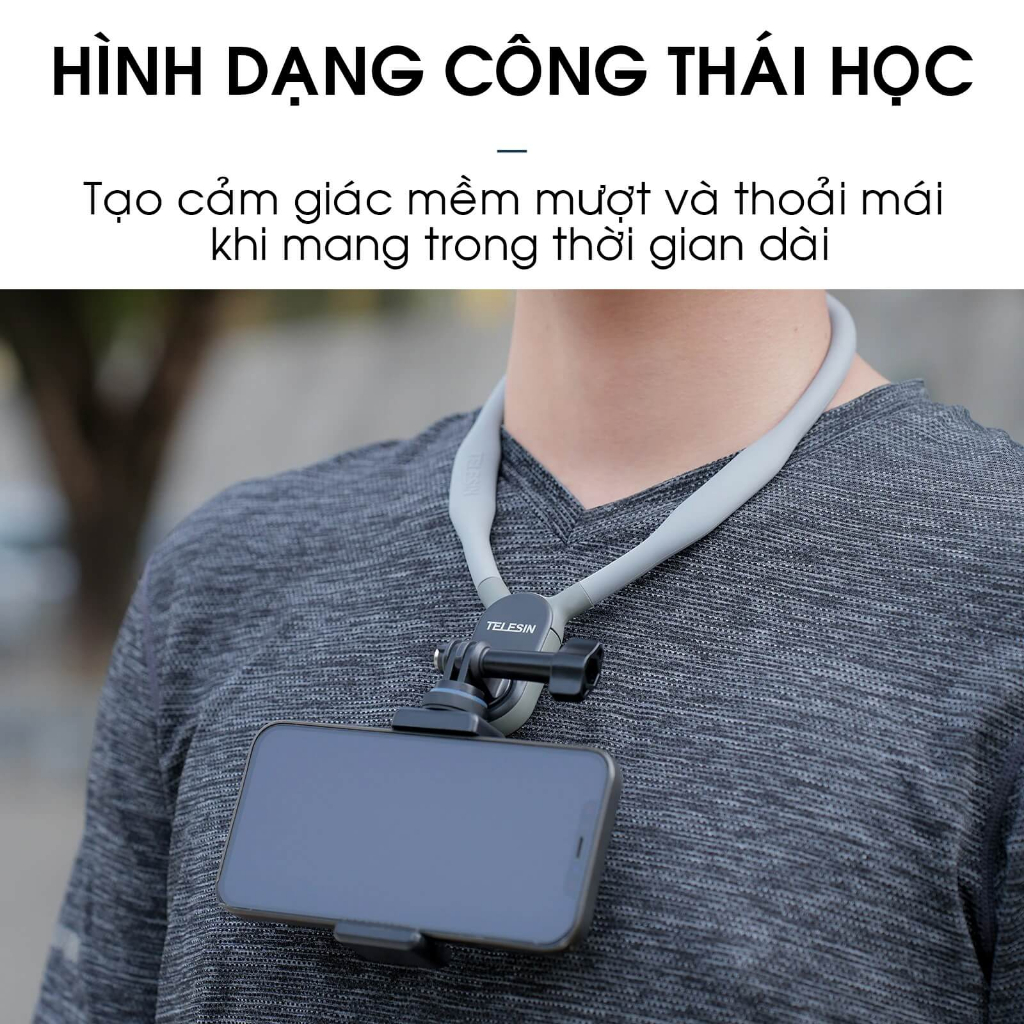 Vòng đeo cổ TELESIN dành cho Gopro , gắn điện thoại và Action camera- Hàng chính hãng