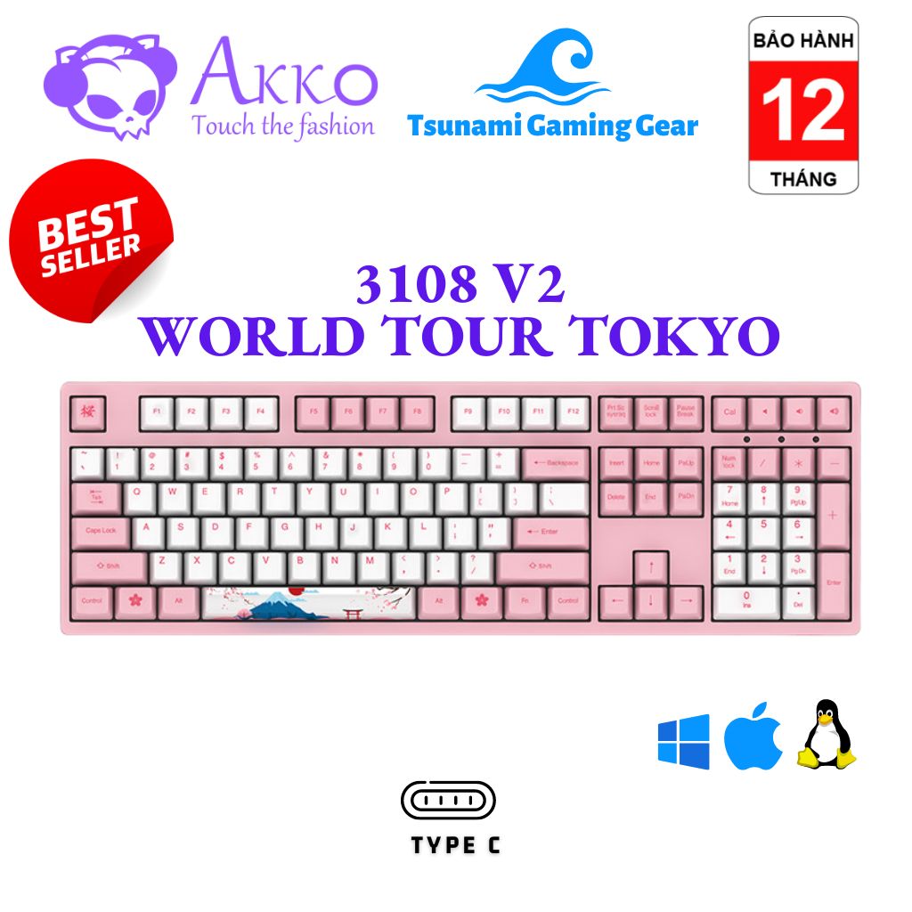 Bàn phím cơ Akko 3108/ 3108 v2/ 3108 R2 World Tour Tokyo - BH 12 tháng, sản phẩm tốt với chất lượng, độ bền cao và được cam kết sản phẩm y như hình