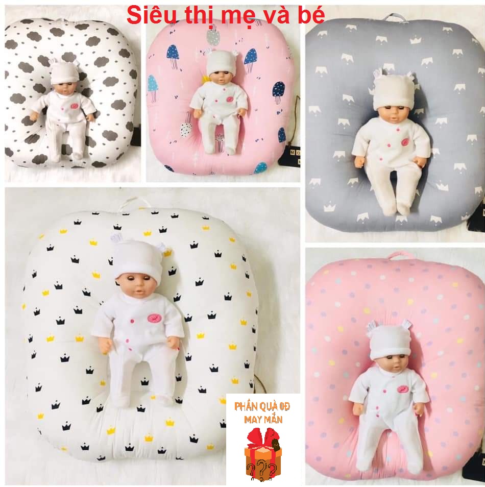 Gối chống trào ngược cao cấp Vuông Tròn cotton Hàn chần bông, chống nôn trớ an toàn cho bé