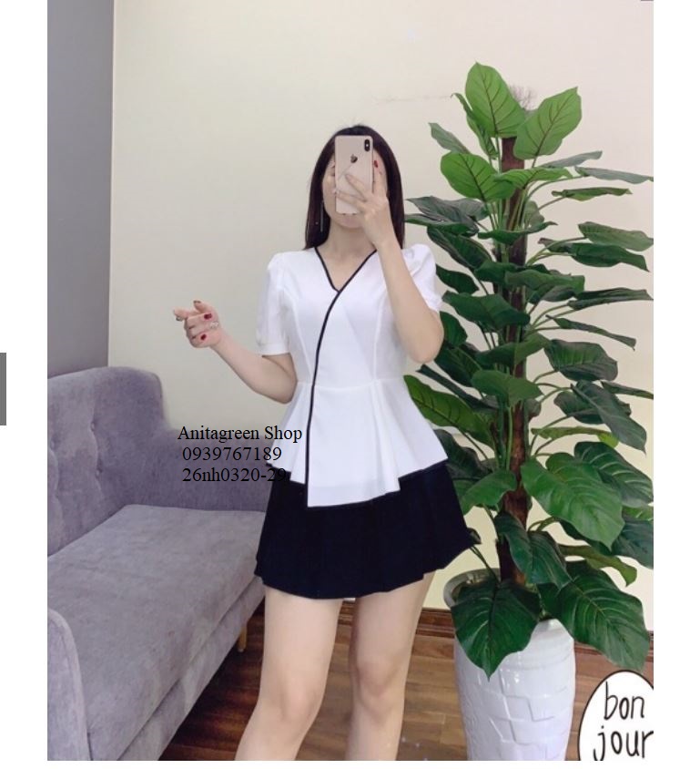 26nh0320-áo peplum phối viền màu s-6xl