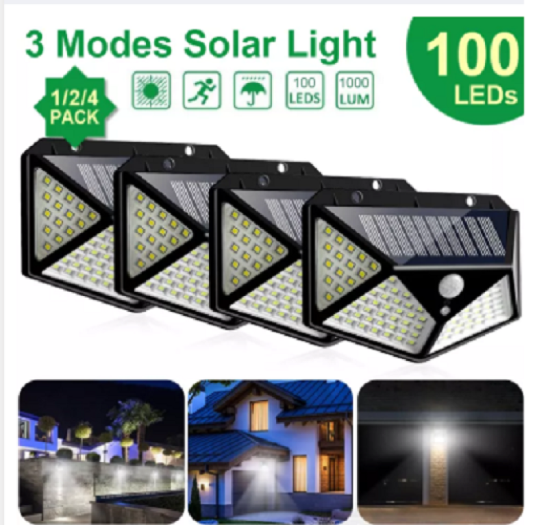 Đèn Led năng lượng mặt trời 100 led cảm ứng chuyển động
