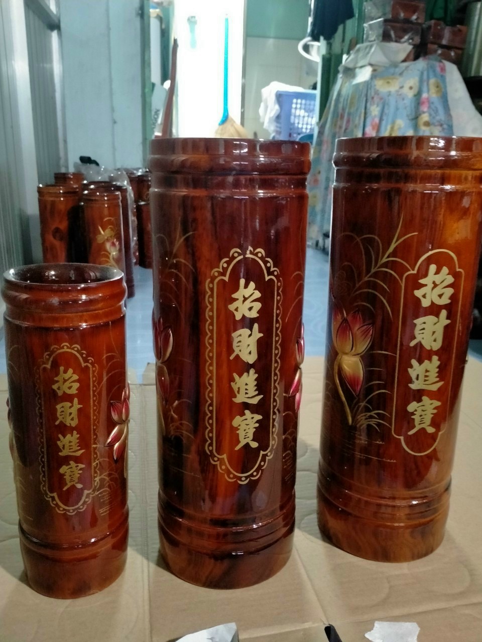 Ống đựng nhang gỗ cao 32cm