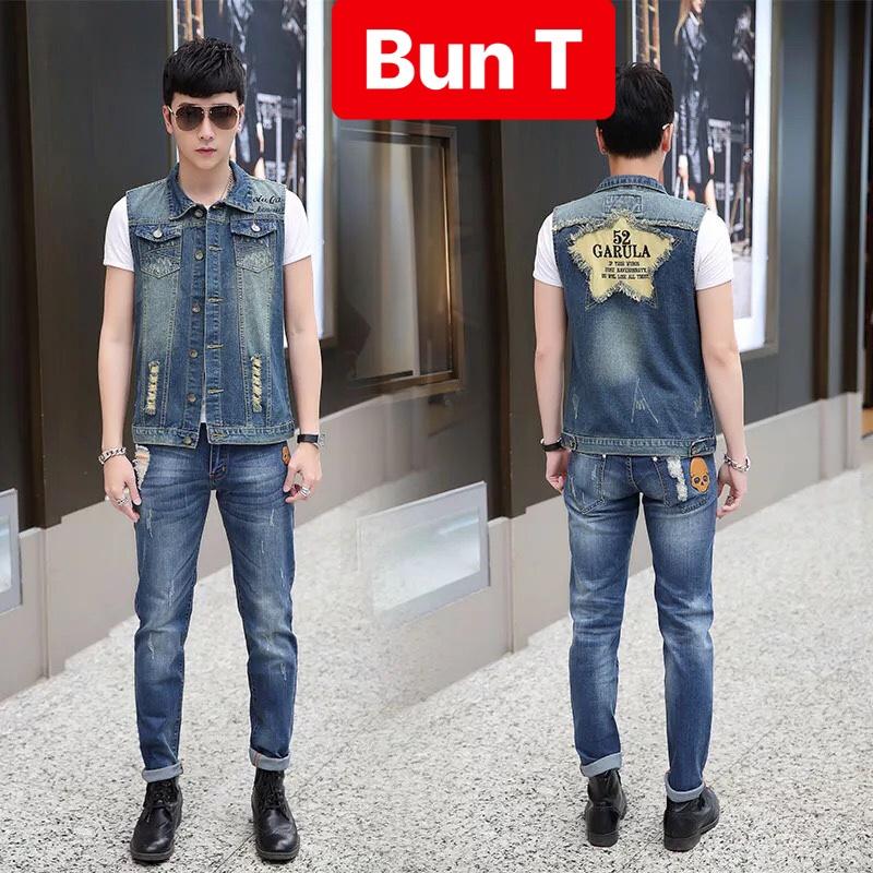ÁO KHOÁC JEAN NAM CHẤT BÒ NGẮN TAY NGÔI SAO HOT BOY HÀN QUỐC SÀNH ĐIỆU - TRANG BUN FASHION