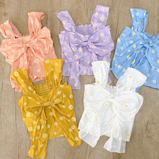 ÁO HAI DÂY TO KIỂU HOA NƠ NGỰC VẢI KATE XÔ FORM 45KG TRỞ LẠI ÁO KIỂU NHÚNG THÂN SAU ÁO KIỂU VẢI KATE ĐẸP