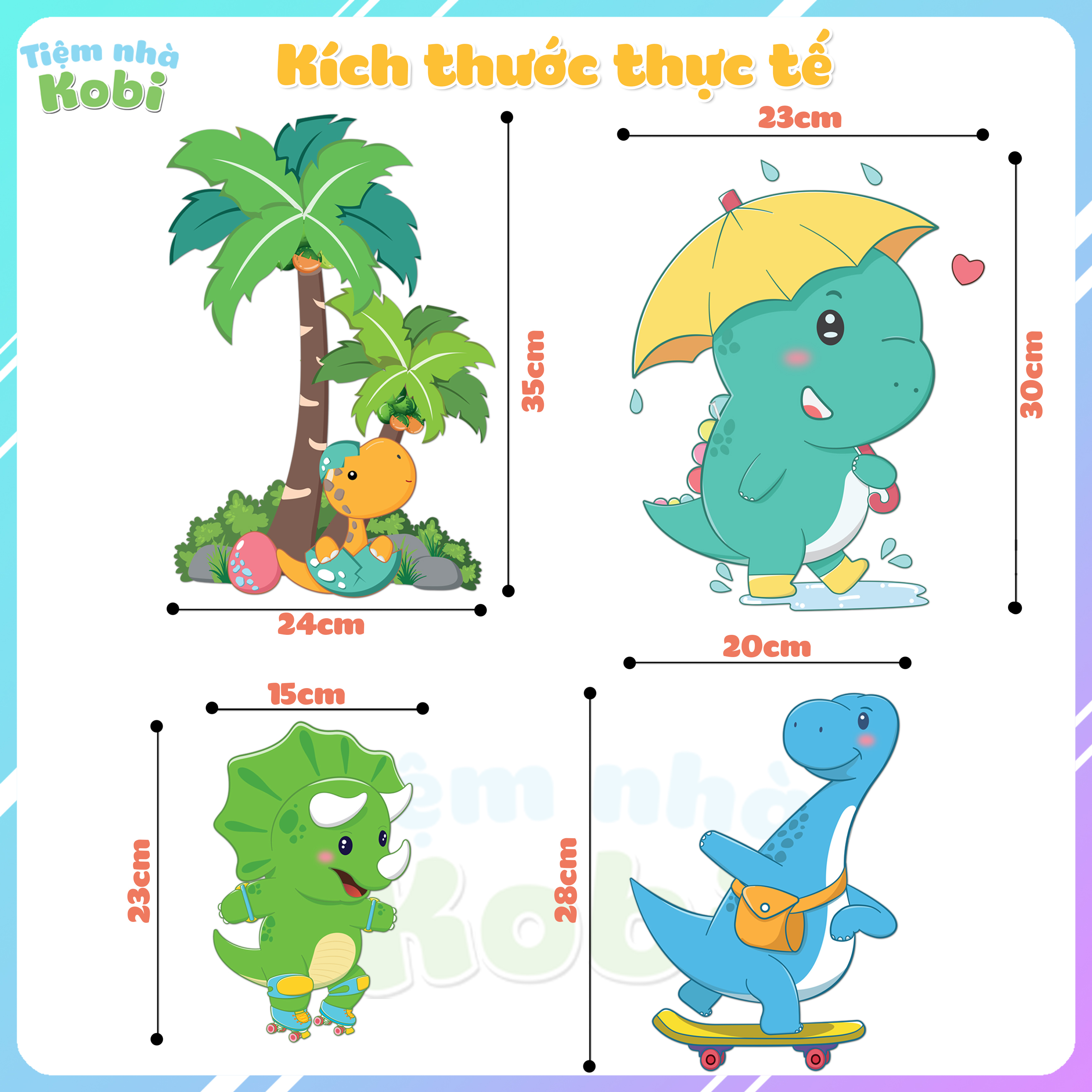 Decal Dán Tường Cho Bé - Tranh Dán Tường Khủng Long Dino