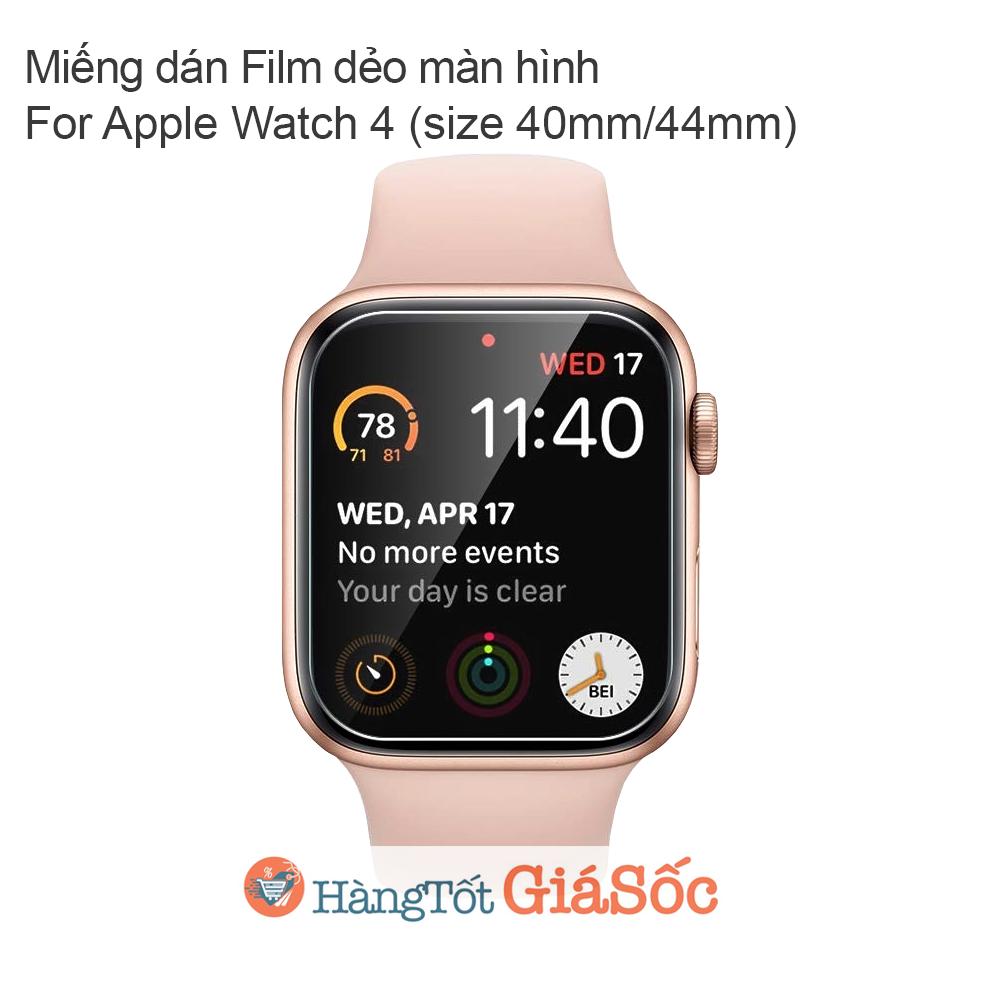 Miếng dán Film cho màn hình Apple Watch serial 4 (Size 40mm, 44mm, hangtotgiasoc)