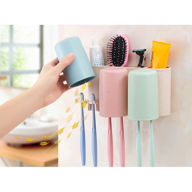 Kệ để kem đánh răng và bàn chải kèm 3 cốc E1615