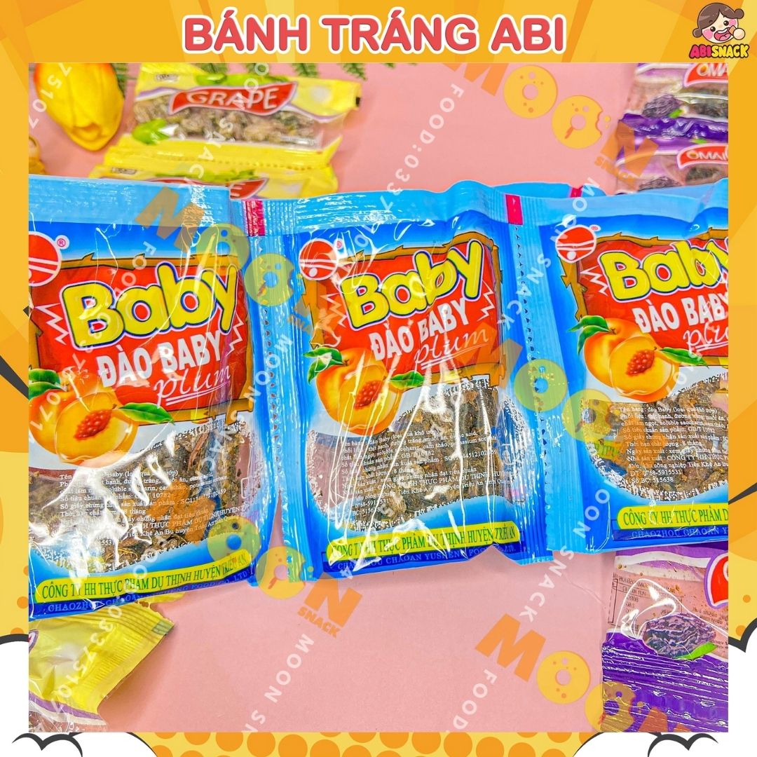 Set 10 gói kẹo ô mai nho/ô mai chua ngọt/ ô mai đào baby 5 gói 5x10,5g