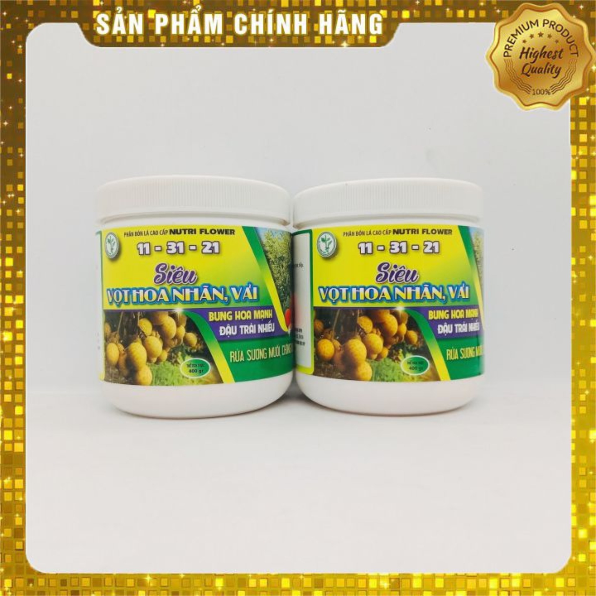 Phân bón lá Siêu Vọt Hoa Nhãn, Vải (11-31-21) (400g) Giúp mầm hoa vọt nhanh, dài và mập, chống nghẹn bông
