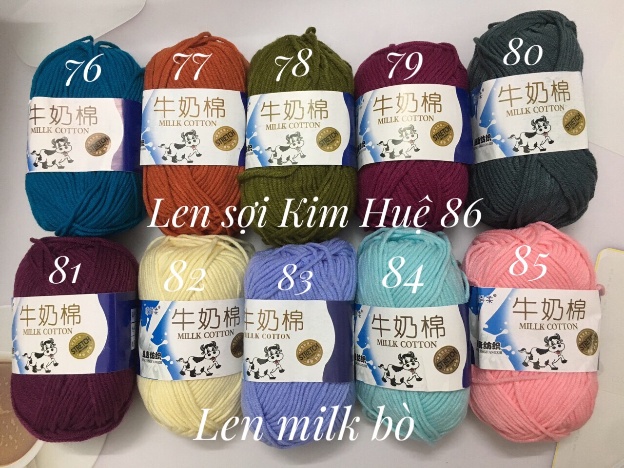 Len milk bò 50gr ( từ màu 01 đến màu 50)