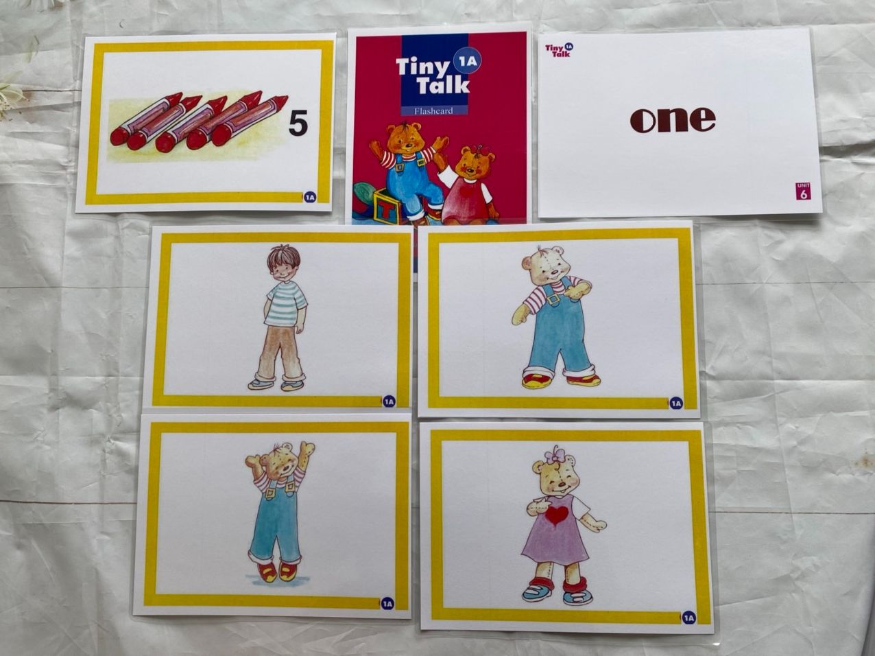 Combo trọn bộ Flashcard Tiny Talk 1A-1B -2A-2B-3A-3B ( Kích thước A5, thiết kế hai mặt, ép plastic bền đẹp)