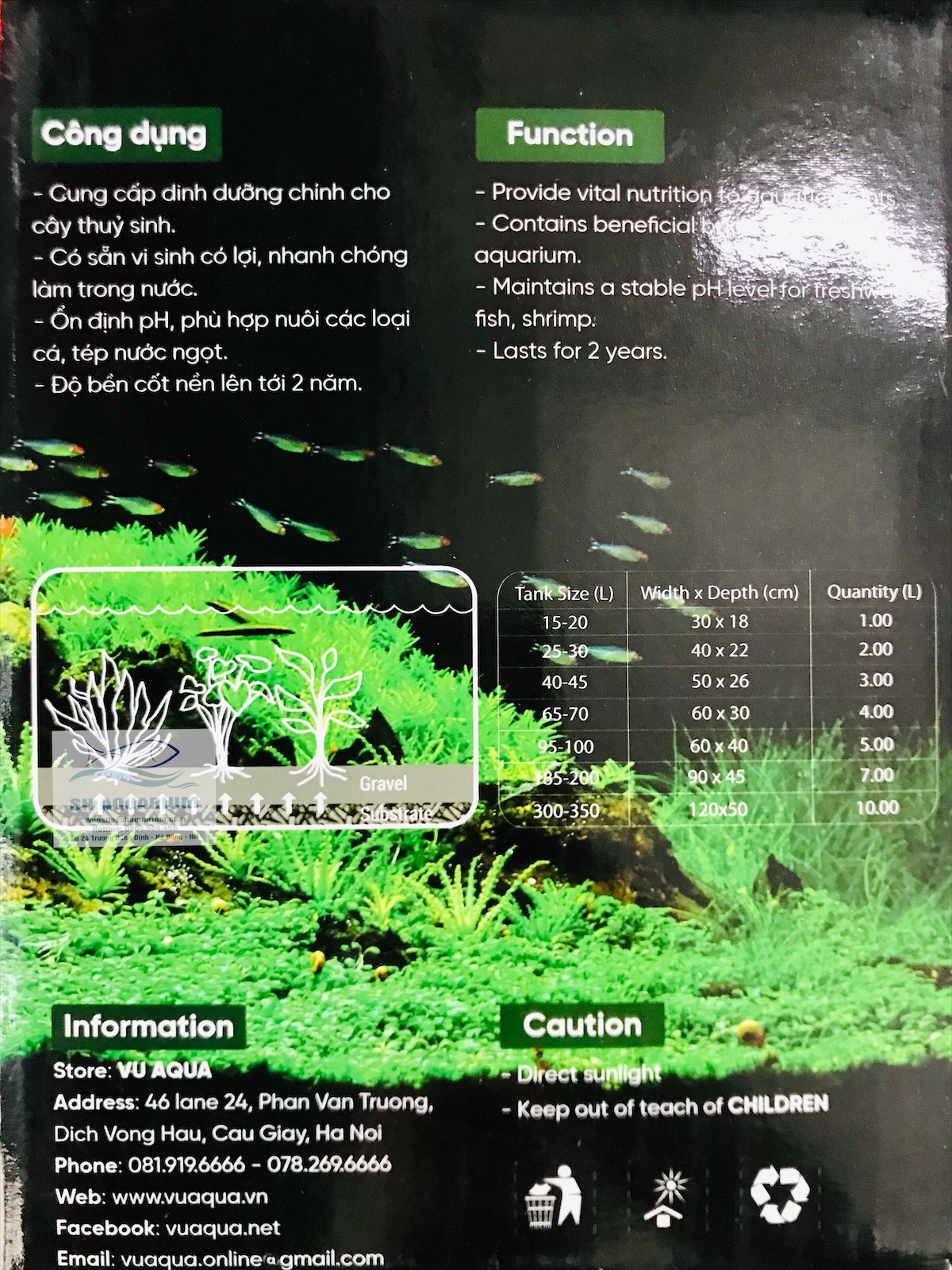 [HOÀN TIỀN 10%]CỐT NỀN THỦY SINH VŨ AQUA 2 LIT