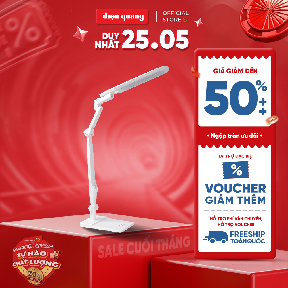 [Móp hộp - Bảo hành 12 tháng] Đèn bàn LED Điện Quang ĐQ LDL07 10W