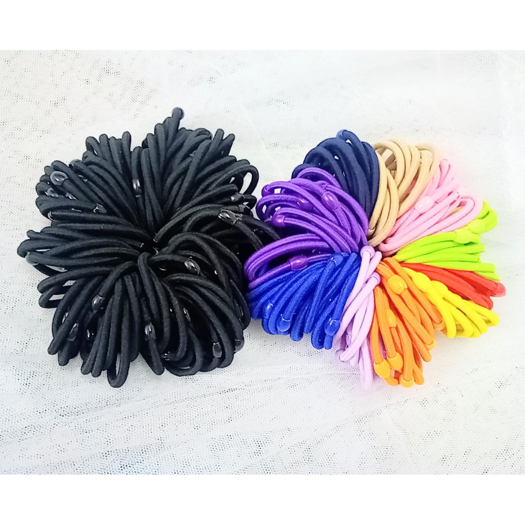 SET 5 DÂY CỘT TÓC ĐEN, NHIỀU MÀU NÚT TRÒN