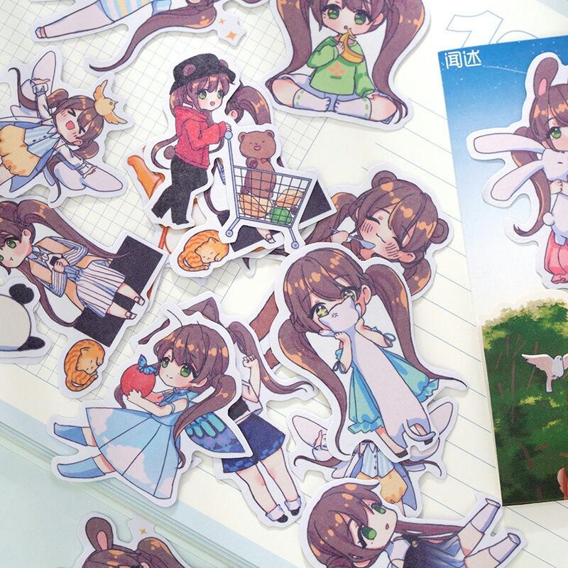 [HCM]Set 40 sticker cô gái đáng yêu trang trí đa dụng (Hàng có sẵn)