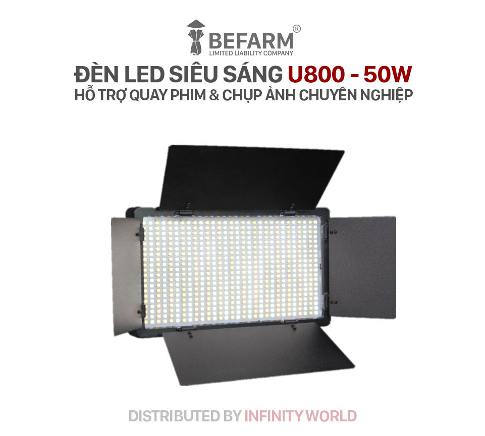 [Giá hủy diệt] Đèn LED U800 50W hỗ trợ chiếu sáng cho quay phim, chụp ảnh chuyên nghiệp (kèm phụ kiện chuyên dụng)