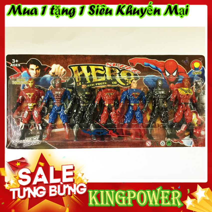 Đồ Chơi Siêu Nhân 283-7A KINGPOWER - Gồm 7 nhân vật, Màu Sắc Sinh Động, Xoay Khớp Tay Chân Linh Hoạt, Có Nút Ấn Phát Sáng Đỏ, Phụ Kiện Đi Kèm, Kích Thích Sự Sáng Tạo Cho Bé - Đồ Chơi Siêu Anh Hùng, Đồ Chơi Biệt Đội Siêu Anh Hùng