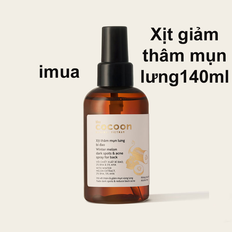 Xịt thâm mụn lưng bí đao Cocoon 140ml làm sạch và ngăn ngừa mụn