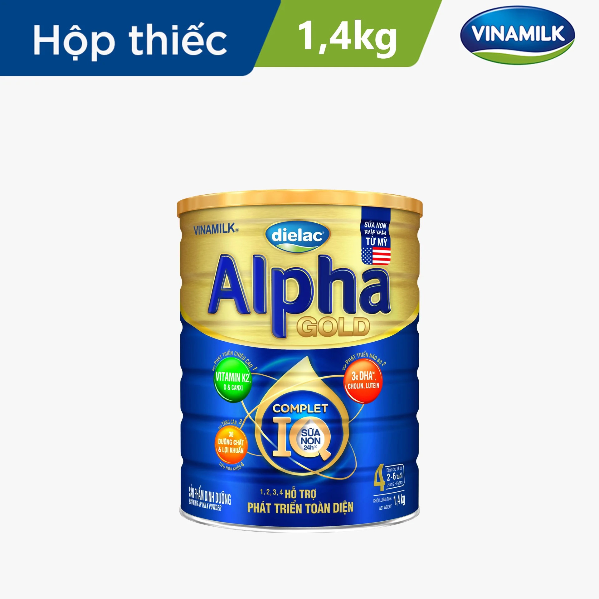[Date 8.2026] Sữa bột Dielac Alpha Gold 4 Lon 1.4kg (cho trẻ từ 2- 6 tuổi)