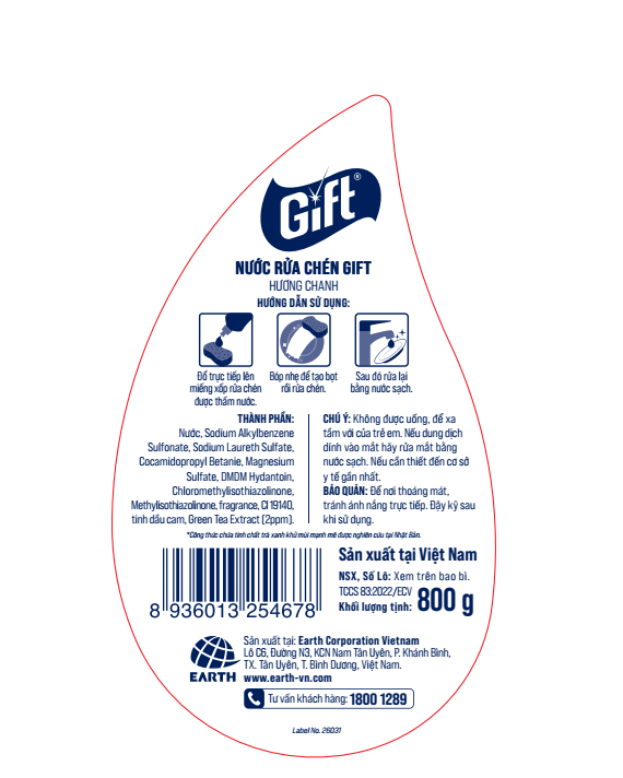 Nước rửa chén Gift Hương Chanh
