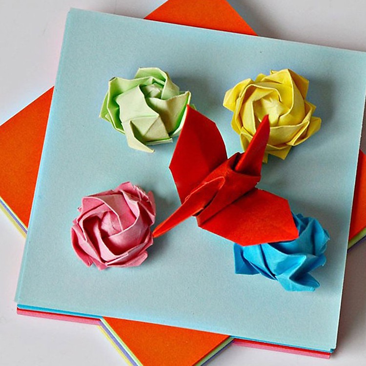 [HCM]Giấy Gấp Origami Giấy Thủ Công Gấp Hạc Hoa( 10 màu 100 tờ)