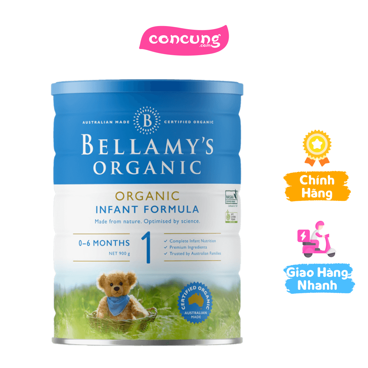 Bellamy's Organic Infant Formula 1, 900g, 0-6 tháng