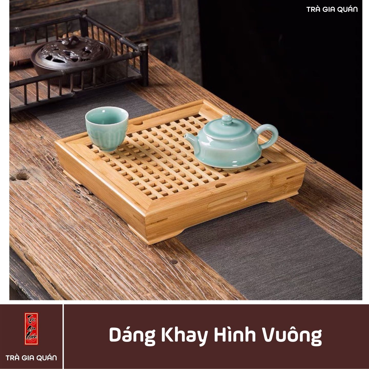 Khay Trà Tre Cao Cấp Vuông KT 07
