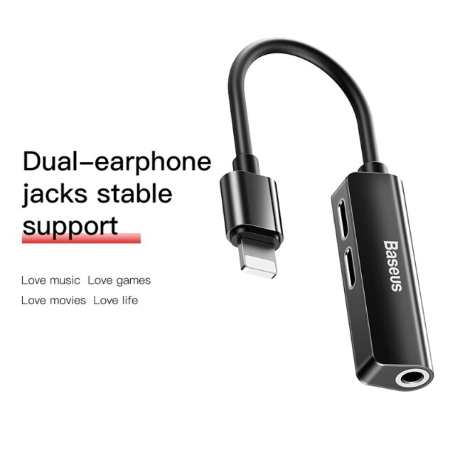 Bộ chuyển cổng Lightning sang Dual Lightning + Audio AUX 3.5mm Baseus L52