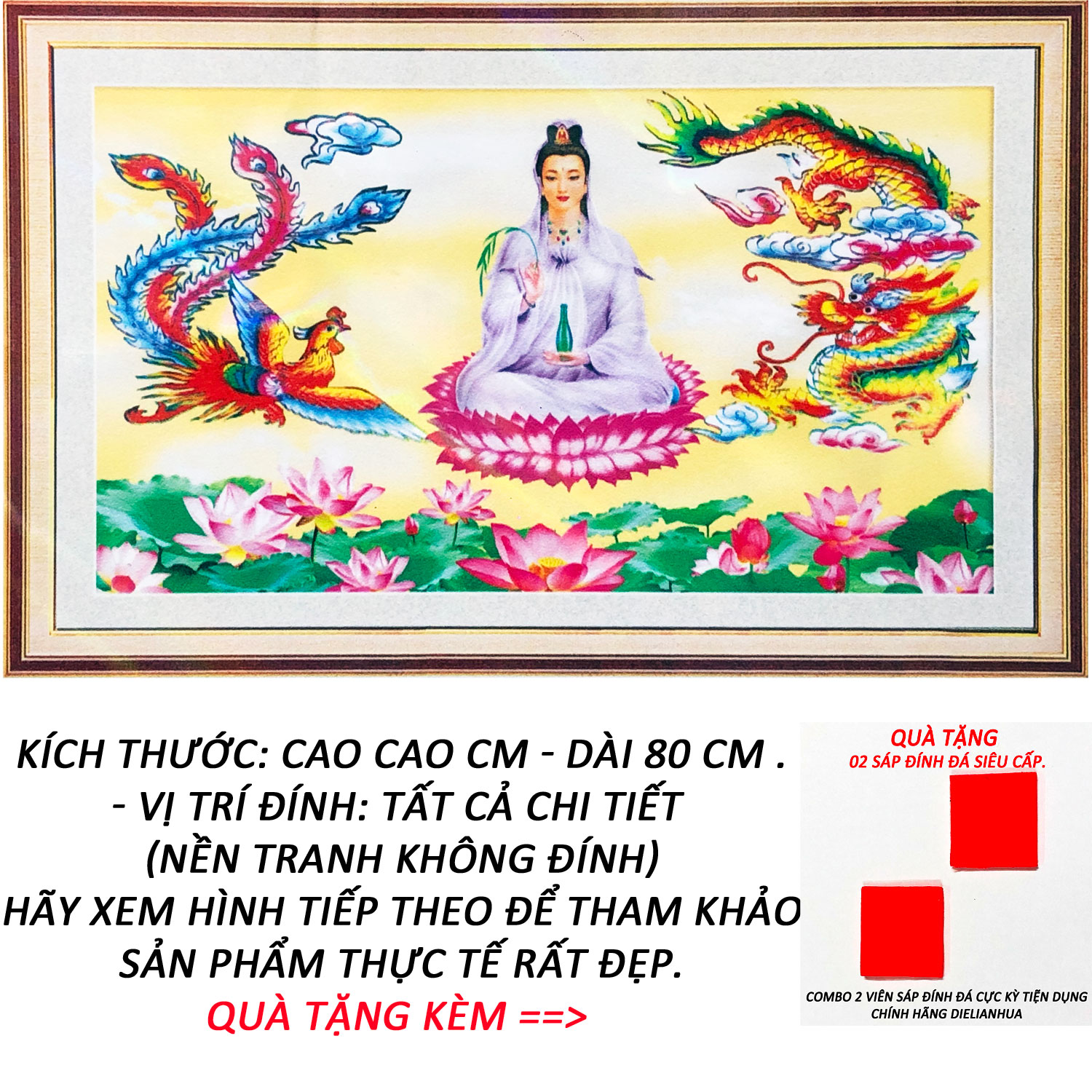 Tranh Đính Đá Tự Làm - Quan Thế Âm Bồ Thiền Tịnh 16 (Kèm Quà Tặng) - Tranh Minh Hiền (TỰ ĐÍNH ĐÁ)