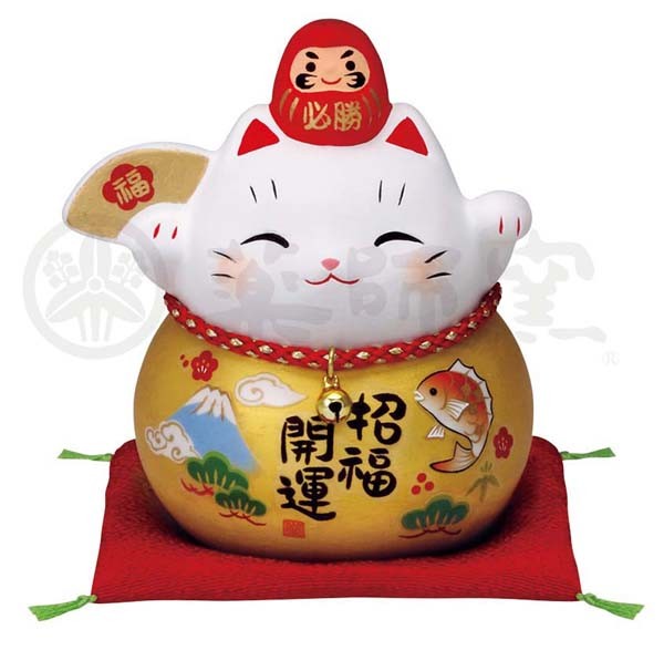 Mèo Thần tài Fuku Daruma size bé 9cm - Yakushigama