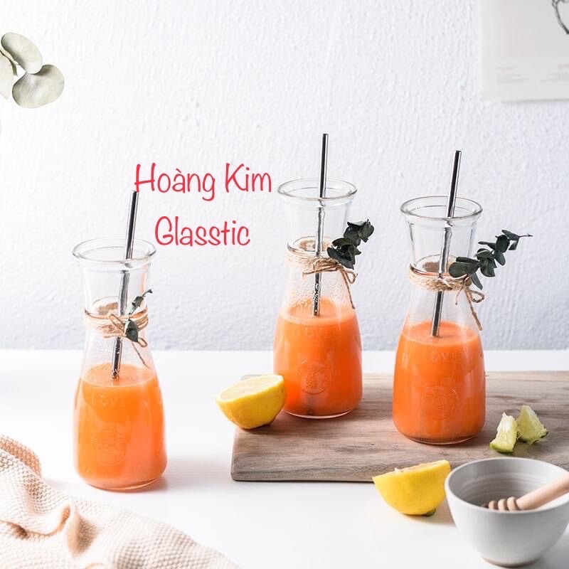 [HCM]LY THUỶ TINH EO TRÀ SỮA 350ml IN CHỮ LOVE