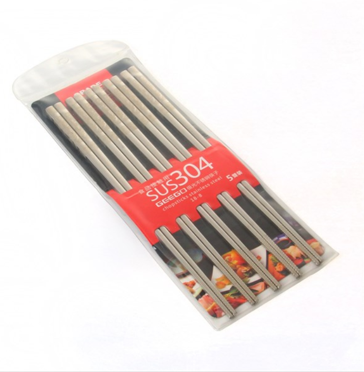 Set 5 đôi đũa inox 304 ruột đặc